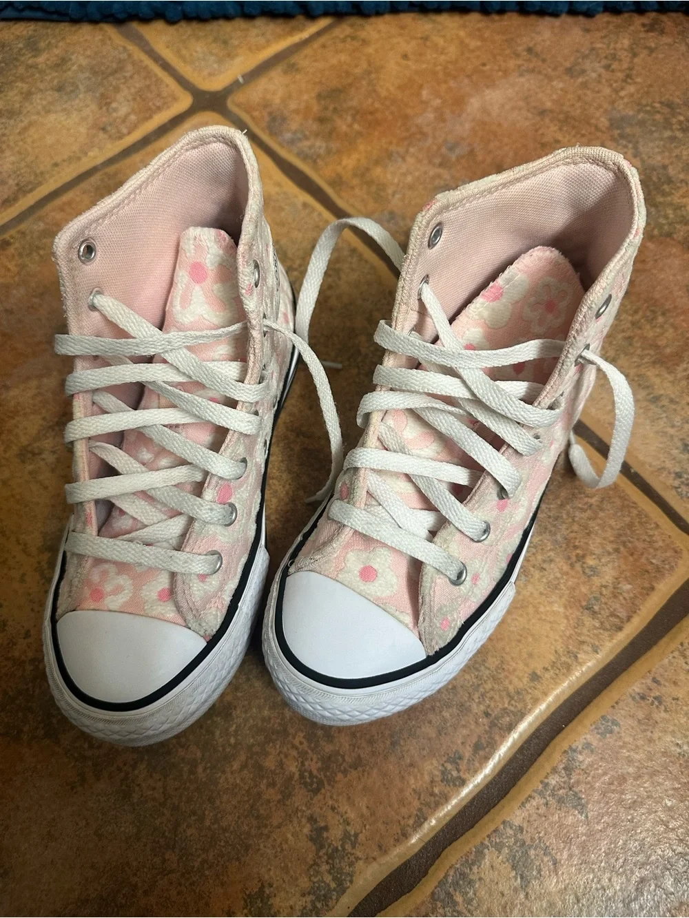 Converse Pink Floral Lift High Tops Sz 2Y